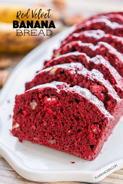 Red Velvet Banana Bread, Velvet Recipes, Cake Mix Banana Bread, Red Velvet Recipes, Red Velvet Brownies, Bread Puddings, Red Velvet Cake Mix, Plain Chicken, Num Num