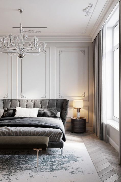 Get inspired by these simple yet chic bedroom ideas that will help you achieve a stylish and serene space. Perfect for small bedrooms too! Chic Living Room Decor, Luxury Bedrooms, Classical Interior, Neoclassical Interior, Modern Luxury Bedroom, Bedroom Decor Design, Classic Bedroom, Bedroom Bed Design, Classic Interior