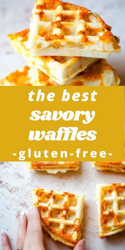 These crispy, cheesy Savory Gluten-Free Waffles make a fabulous snack or meal on their own or with a wide variety of savory toppings. Tapioca flour is the star of the show here in these GF waffles reminiscent of cheese bread. #savorywaffles #glutenfreewaffles Tapioca Waffles, Gluten Free Waffle Maker Recipes, Best Gluten Free Waffle Recipe, Waffle Gluten Free, Best Gluten Free Waffles, Gluten Free Waffle Recipe Easy, Cornbread Waffles Gluten Free, Buttermilk Waffles Gluten Free, Gf Waffles