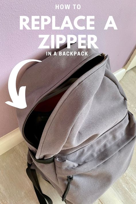 Learn how to save yourself money and replace a zipper in your favorite backpack. Fix A Zipper, Stitch Backpack, Bicycle Panniers, Broken Zipper, Sew Zipper, Diy Backpack, Zipped Bag, Small Purse, Zipper Bags