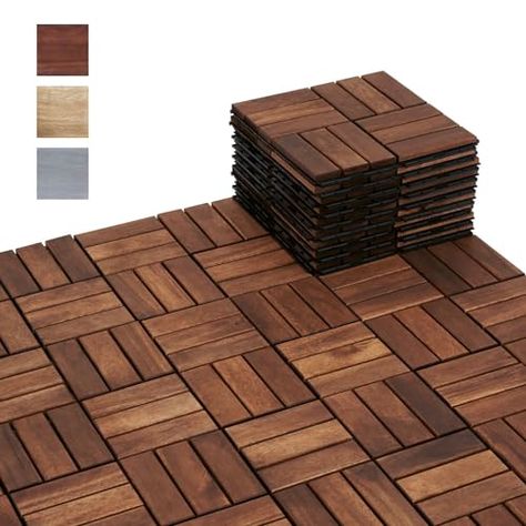 BEEFURNI Acacia Interlocking Deck Tiles (12"x 12" Pack of 10), Acacia Wood Deck Tiles Interlocking Outdoor All Weather, Indoor Outdoor Flooring Tiles for Balcony Decor, Patio, Backyard (Dark Brown) Outdoor Wood Tiles, Outdoor Flooring Tiles, Indoor Outdoor Flooring, Outdoor Wood Decking, Interlocking Patio Tiles, Acacia Hardwood Flooring, Wood Deck Tiles, Outdoor Deck Tiles, Deck Flooring