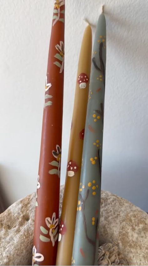 DIY Painted Taper Candles Paint Taper Candles, Painting Taper Candles, Taper Candle Painting, How To Hand Paint Taper Candles, Lone Fox Home, Painted Taper Candles, Diy Taper Candles, Lone Fox, Fox Home