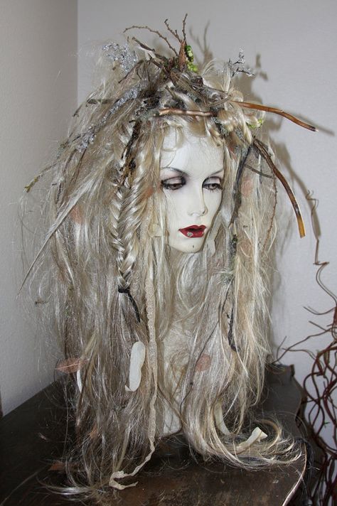 Full Wig Examples of Special Orders Costume Faerie by FeralFairies, $159.99 Hairstyle For Thick Long Hair, Voodoo Costume, Bog Witch, Witches Night Out, Witch Costumes, Winter Fairy, Fairy Wedding, Fantasy Hair, Full Wig