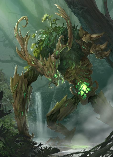 Forest Golem, Tree Monster, Story Stone, Heroic Fantasy, Creature Artwork, Fantasy Beasts, Power Stone, Forest Creatures, Monster Concept Art