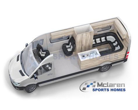 Layouts - Mclaren Sports Homes Ltd | Luxury Sporthome & Motorhome Conversions Vw Crafter Conversion Layout, Van Living Interior, Campervan Renovation, Ambulance Conversion, Tiny Campers, Conversion Vans, Motorhome Interior, Motorhome Conversions, Mercedes Sprinter Camper