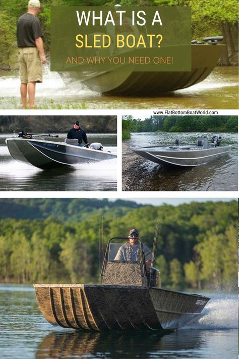 Do you know the advantages that a sled boat offers to inland waterway users? A cross-between a Jon boat and a motorized center console fishing skiff this boat can do some amazing things. #boat #boating #outdoors #fishing #hunting Shallow Water Boats, Fishing Boat Accessories, Kayak Fishing Setup, Boat Upgrades, Boat Diy, Jon Boats, Kayak Fishing Tips, Flat Bottom Boats, Small Fishing Boats