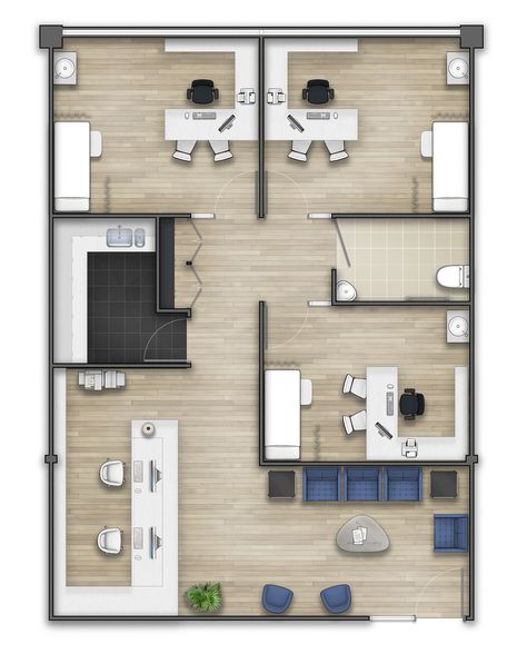 Polyclinic Design Plan, Small Office Room Interior Design, Offices Plans, Office Plan Design, Office Interior Layout, Office Floor Plan Layout, Small Office Layout, Floor Plan Rendering, Office Layout Plan