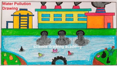 water pollution drawing simple | paper chart | science drawing academy  @howtofunda   @craftpiller ​ Water Pollution Drawing Easy, Water Pollution Drawing, Water Pollution Poster, Pollution Drawing, Science Drawing, Water Pollution, Drawing Simple, Classroom Crafts, Drawing Easy