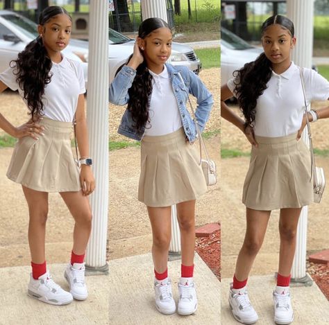 Creative Natural Hairstyles, First Day Of School Outfits, Cute Natural Hairstyles, Simple Outfits For School, School Uniform Fashion, School Uniform Outfits, Cute Birthday Outfits, First Day Of School Outfit