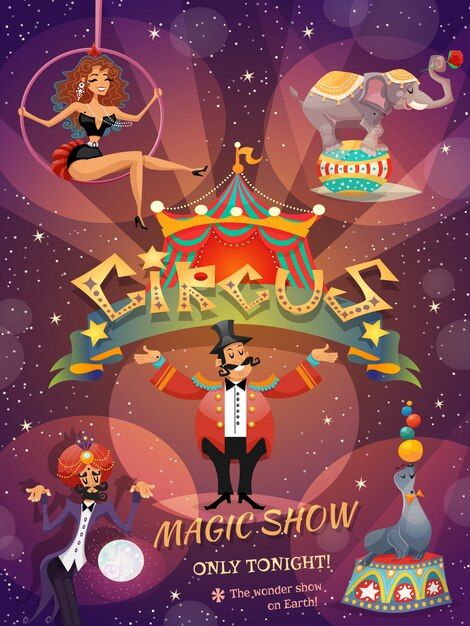 Circus Illustration, Leaflet Template, Magazine Cover Template, Circus Show, Business Brochure Design, Show House, Circus Poster, Business Card Psd, Circus Art