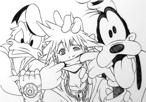 Pineapple Fanta, Anime Character Sketch, Kingdom Hearts Sora, Tetsuya Nomura, Cloud And Tifa, Kingdom Hearts Fanart, Kingdom Hearts Art, Heart Coloring Pages, Moe Anime