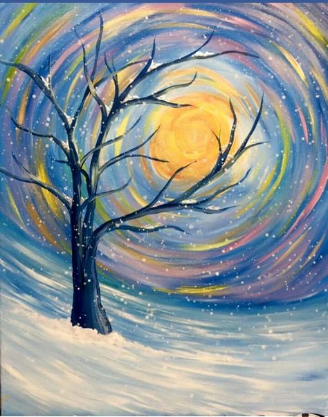 Christmas Abstract Art, Christmas Painting Ideas Easy, Learn Acrylic Painting, Silk Painting Techniques, Winter Art Lesson, Canvas Art Painting Acrylic, Arte Punk, Flow Painting, Snow Tree