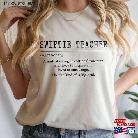 Custom Swiftie Teacher Definition T-Shirt Gifts Teaching Sweatshirt Longsleeve Hoodie Check more at https://mycustomily.com/product/custom-swiftie-teacher-definition-t-shirt-gifts-teaching-sweatshirt-longsleeve-hoodie/ Teacher Definition, Under The Lights, Unisex Fashion, Combed Cotton, Teacher Gifts, Adult Outfits, Mens Shirts, Sweatshirts Hoodie, Sweatshirts