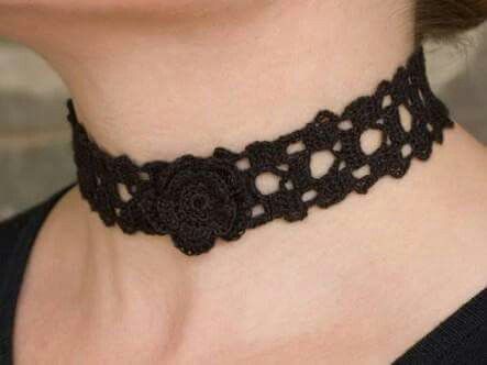 Crochet Lace Choker, Crochet Choker, Crochet Necklace Pattern, Irish Rose, Black Lace Choker, Rose Crochet, Jewelry Crochet, Choker Necklace Designs, Knit Jewelry