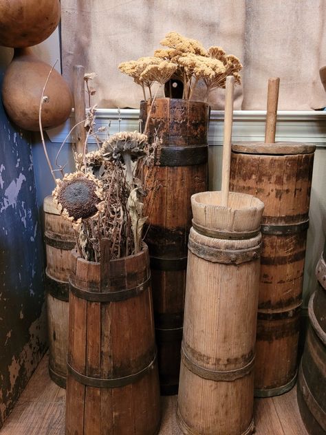 Butter Churn Decor, Butter Churn Decor Ideas, Antique Butter Churn, Antique Ideas, Butter Churns, Wood Butter, Butter Churn, Bee Skep, Churning Butter