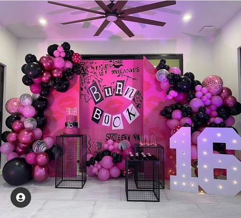 Bratz Dolls Themed Party, Burn Book Party Theme, Vouge Party Ideas, Thank You Next Party Theme, Mean Girls Photobooth, Bratz Sweet 16, Bratz Birthday Party Ideas Decoration, Mean Girls Sweet 16 Party, Burn Book Party Ideas