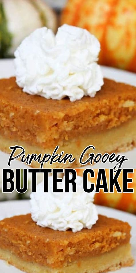 pumpkin gooey butter cake on a plate Ooey Gooey Pumpkin Cake Paula Dean, Pumpkin Ooey Gooey Cake, Paula Deans Pumpkin Gooey Butter Cake, Sweet Potato Ooey Gooey Cake, Ooey Gooey Pumpkin Butter Cake, Pumpkin Cake With White Box Cake, Flavored Gooey Butter Cake, Sweet Potato Gooey Butter Cake, Lemon Ooey Gooey Butter Cake