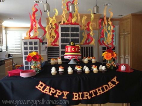 Project Nursery - Firefighter Birthday Party Decor - Project Nursery Fire Truck Birthday Party Ideas, Prophet Musa, Truck Birthday Party Ideas, Lunch Cake, Fire Truck Birthday Party, Firetruck Cake, Fire Truck Birthday, Fireman Party, Firetruck Birthday Party