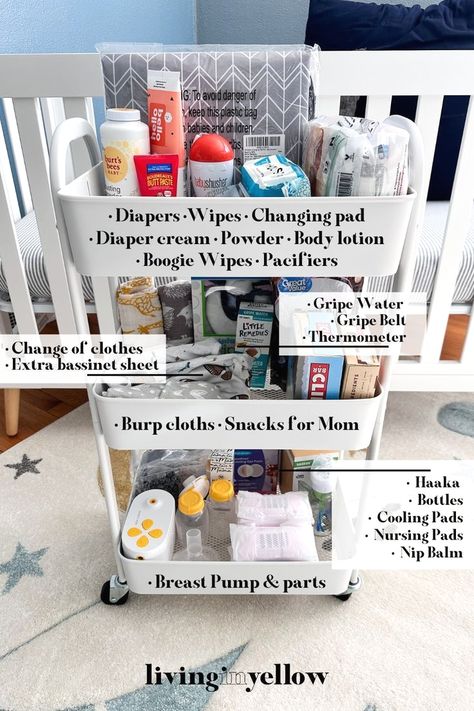 Diaper Cart, Perlengkapan Bayi Diy, Baby Nursery Organization, Baby Room Organization, Baby Storage, Newborn Baby Tips, Newborn Mom, Baby Life Hacks, Baby Room Inspiration