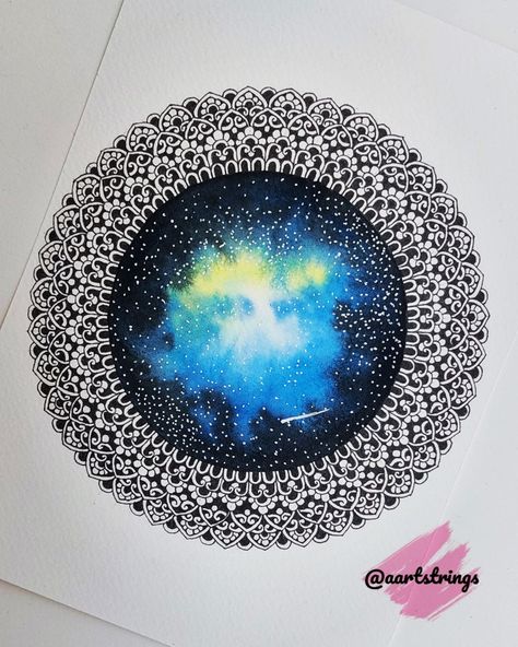 Cosmic Mandala, Galaxy Mandala, Mandala Practice, Mandala Art Therapy, Mandalas Painting, Cute Paintings, Mandala Design Art, Mandala Drawing, Zentangle Art