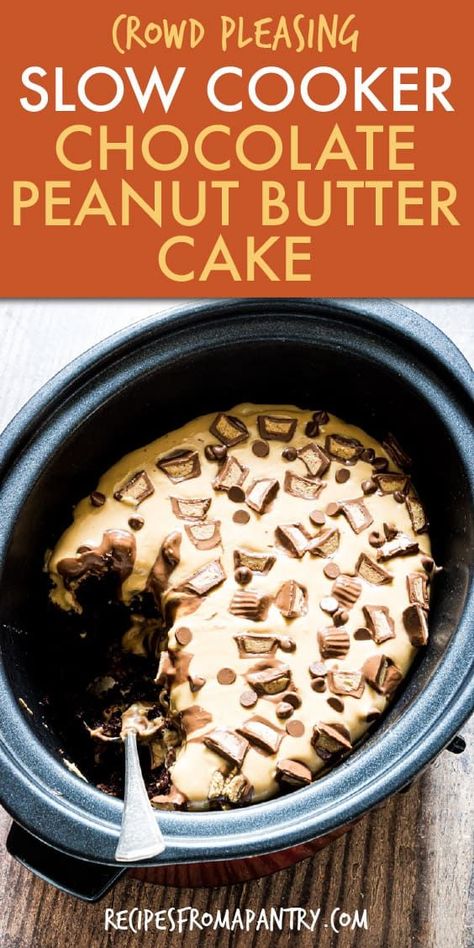 Peanut Butter Chocolate Cake, Butter Chocolate Cake, Crockpot Dessert, Slow Cooker Cake, Crockpot Cake, Crockpot Desserts, Cooker Cake, Recipe Crockpot, Crockpot Dessert Recipes