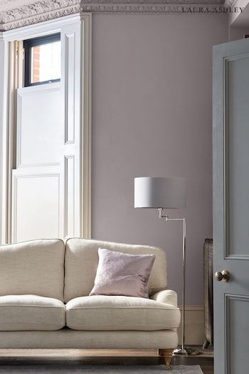 Interior Paint | Multi-Surface & Emulsion Paints | Next UK Lilac Living Rooms, Lilac Living Room, Lavender Living Room, Laura Ashley Paint, Greyish Purple, Lavender Walls, Lavender Paint, Purple Living Room, Lavender Wall