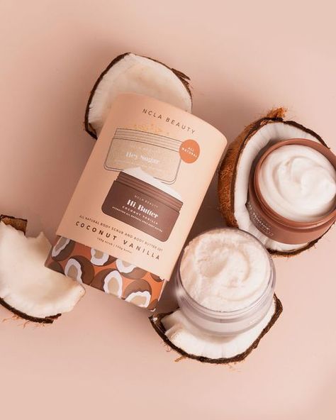 NCLA Beauty on Instagram: "We're coco-NUTS for this holy grail duo for smooth, buttery-soft, paradise-scented skin! This body scrub and body set contains a 100 ml Hey, Sugar + 100 ml Hi Butter coconut vanilla ��🥥🥥🥥" Vanilla Body Care, Vanilla Body Scrub, Ncla Beauty, Body Care Set, Vanilla Body Butter, Natural Body Scrub, Exfoliating Body Scrub, Vanilla Coconut, Theobroma Cacao