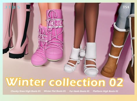 *Download* Winter Collection 02 | Jius-sims (Pause content for January) on Patreon Sims 4 Winter Cc, Jius Sims, Sims 4 Cc Shoes, Sims 4 Game Mods, Sims 4 Body Mods, Fur Heels, Tumblr Sims 4, Sims 4 Cc Folder, Sims 4 Teen