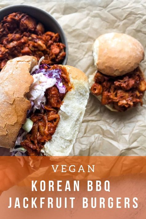 Asian Jackfruit Recipes, Pulled Jackfruit Recipes, Jackfruit Sliders, Vegan Korean Bbq, Jackfruit Burger, Bbq Pulled Jackfruit, Bbq Jackfruit, Jackfruit Recipes, Vegan Waffles