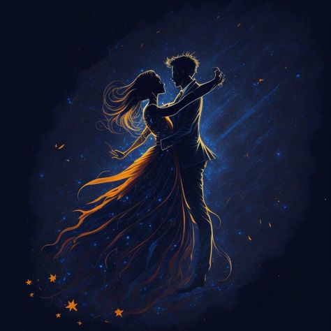 Two People Dancing, Dancing Under The Stars, Hair Color Brown, Spotify Covers, Star Painting, People Dancing, Brown Hairstyles, Couple Dancing, Swirl Pattern