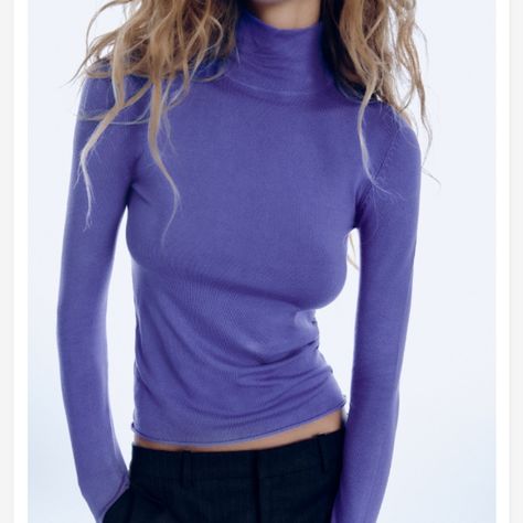 Zara Basic Turtleneck Knit Sweater Women's Size Small Nwt Features: High Collar Color: Purple Fabric Content: 84% Viscose, 16% Polyamide Measurements Are Done To The Best Of My Ability And Are Approximately As Follows. It Is The Buyers Responsibility To Review. Underarm To Underarm: 14" Sleeve Length: 25 1/2" Shoulder To Waist: 22 5/8" Item From Smoke Free Home. Please Message Me With Any Questions. Thank You For Looking Cream Turtleneck Sweater, Sleeveless Turtleneck Sweaters, Mock Turtleneck Sweater, Black Pullover Sweater, Grey Turtleneck Sweater, Ribbed Turtleneck Sweater, Ladies Turtleneck Sweaters, Black Knit Sweater, Sleeveless Turtleneck