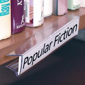 Shelf Clip™ Label Holders: great idea for the linen closet and the pantry shelves  $23 Wood And Metal Shelves, Library Labels, Storage Labels, Pantry Shelving, Library Shelves, Plastic Shelves, Pantry Shelf, Library Displays, Store Fixtures