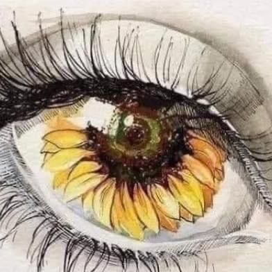 Sunflower Eye Drawing, Eyes Flowers Drawing, Sunflower Eye Tattoo, Sunflower Sketch Aesthetic, Sunflower Sketch Pencil, Flowers With Eyes Drawing, Eye Flower Drawing, Eye Reflection Drawing, Sunflower Eyes