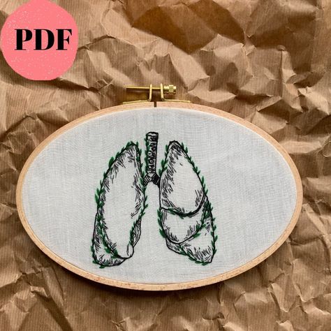 Anatomy Embroidery, Lungs Anatomy, Pattern Embroidery Design, Lung Anatomy, Basic Stitches, Punch Needle Embroidery, Needle Punch, Design Embroidery, Pattern Embroidery