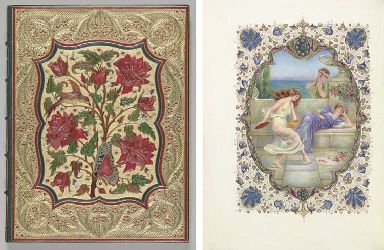 SANGORSKI, Alberto, calligrapher and illuminator -- GRAY, Thomas. The Progress of Poesy. A Pindaric Ode.  [London], 1916. Floral Tools, Gothic Script, Morning Glory Flowers, Initial Sign, Miniature Portraits, Decorative Borders, Blooming Rose, Painting Leather, Illuminated Manuscript