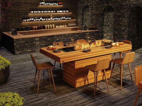 Luminaire Suspension Design, Traditional Bar, Chaise Restaurant, Dining Table Height, Gathering Table, Bioethanol Fireplace, Concrete Fire Pits, Bar Tables, Gas Fire Pit Table