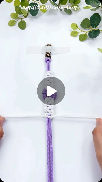 July 24, 2024、6,867 likes, 74 comments - missknottie.macrame: "🎀Macrame bow wristlet keychain tutorial for your week🎀 Materials you would need: - Lobster clasp - 3m (3.3yd) purple 3mm braided cord - 2.4m (2.6yd) white 3mm braided cord 🎀Drop a "BOW" comment if you are looking for how to make the macrame Bow pattern separately. I will post the tutorial itself in the next few days. Enjoy the video!!!! #macramewristlet #macramekeychain #macramekeyring #macramedesign #macrameboho #macramebag #wri Macrame Wristlet Tutorial, Diy Macrame Wristlet, Macrame Wristlet Keychain Diy Tutorial, Easy Macrame Wristlet Keychain, Macrame Bow, Macrame Wristlet Packaging, Keychain Tutorial, Macrame Tutorials, Macrame Boho