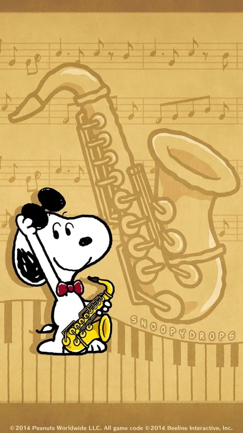 Snoopy Guitar, Snoopy Music, Dream Wallpaper, Cartoon Smile, Charlie Brown Snoopy, Music Cartoon, Saxophone Players, Saxophones, Peanuts Comic Strip