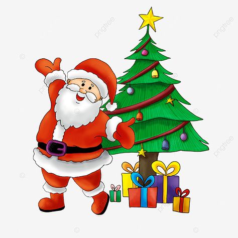 Christmas Tree With Santa Claus, Christmas Decorations Drawings, Diwali Wallpapers, Santa Claus Drawing, Happy Diwali Wallpapers, 80s Christmas, How To Draw Santa, Christmas Tree Drawing, Gift Png