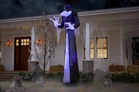 Victorian Reaper Halloween Inflatable Home Depot Halloween, Pumpkin Reaper, House Nyc, Scary Houses, Fireplace Lighting, Halloween Haunted House, Halloween Inflatables, Halloween Scene, Green Monsters