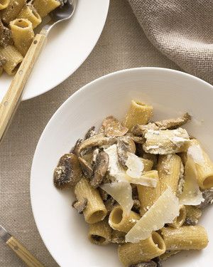 Mushroom Pasta with Ricotta Pasta With Ricotta, Pasta Aesthetic, Ricotta Recipes, Martha Stewart Recipes, Ricotta Pasta, Cremini Mushrooms, Garlic Pasta, Coarse Salt, Mushroom Pasta