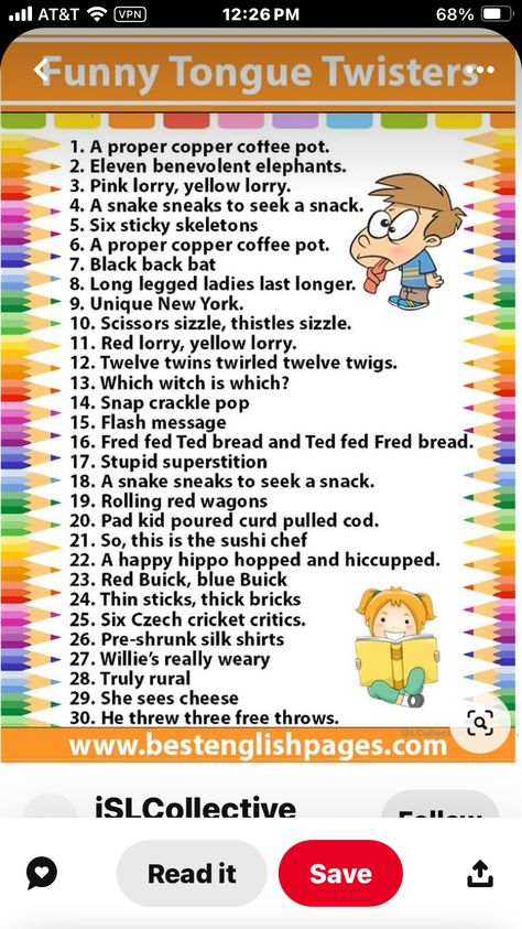 Funny Tongue Twisters, Snap Crackle Pop, Tongue Twisters, Which Witch, Back To Black, Fun Activities, Funny, 10 Things, Quick Saves