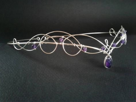 Amethyst Tiara Crowns, Elf Tiara, Elven Circlet, Wedding Circlet, Bridal Circlet, Elven Tiara, Dr Aesthetic, Medieval Aesthetic, Tiara Headpieces