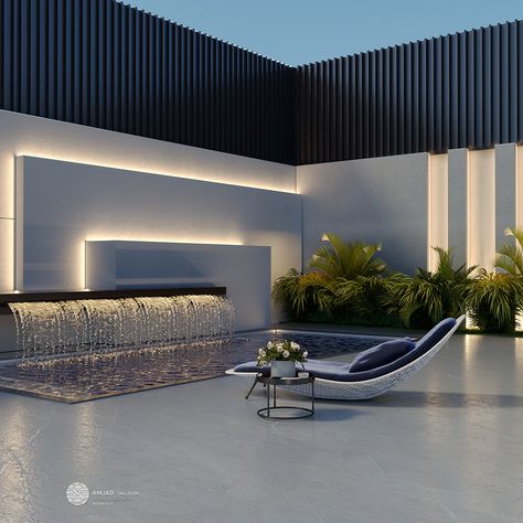 Swimming Pool Design Out Door on Behance Kolam Koi, Terrace Garden Design, Rooftop Design, Pool Landscape Design, Rooftop Terrace Design, Modern Pools, تصميم للمنزل العصري, التصميم الخارجي للمنزل, Modern Backyard