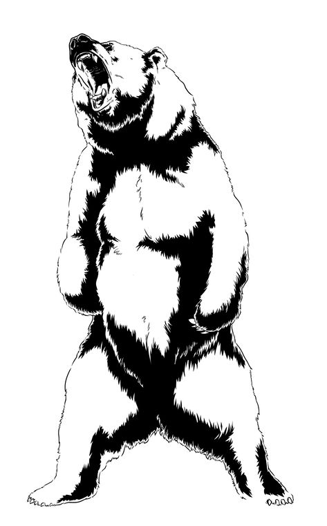 Mama bear Standing Bear Drawing, Bear Roaring, Grizzly Bear Drawing, Standing Silhouette, Legs Drawing, Bear Stencil, Roaring Bear, Bear Standing, Drawing Legs