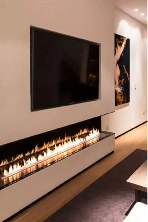 Faux Foyer, Modern Electric Fireplace, Fake Fireplace, Wall Mounted Fireplace, Built In Electric Fireplace, Electric Fireplace Wall, Fireplace Tv Wall, Linear Fireplace, Ethanol Fireplace