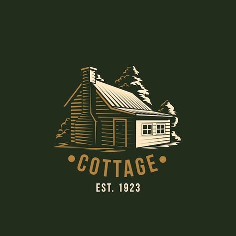 Cottage Logo Design, Lake House Logo, Cabin Logo, Cottage Logo, Korea Logo, Vibes Logo, House Logo Design, Logo Samples, Cottage Aesthetic