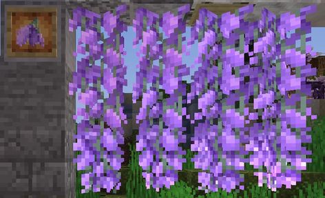 Wisteria Pixel Art, Wisteria Trees, Vines Texture, Minecraft Texture Pack, Wisteria Tree, Minecraft Mod, Minecraft Server, Minecraft Inspo, Hanging Vines