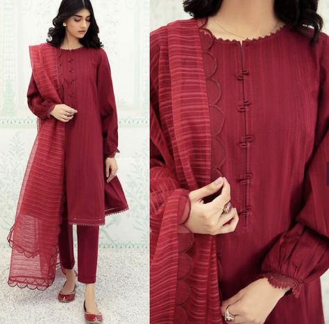 Solid Kurta Designs, Kurti Neck Designs Latest Fashion, Embroidered Kurtis, Simple Suit, Suit Neck, Plazzo Suits, Latest Dress Design, Simple Kurta Designs, Trendy Shirt Designs