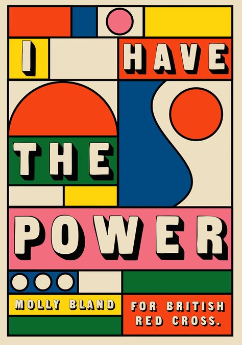 Morag Myerscough Design, 90s Inspired Design, Strength Graphic Design, Vibrant Poster Design, Youthful Graphic Design, Gen Z Graphic Design, Graphic Design Posters Typography, Text Poster Design, Comic Style Poster